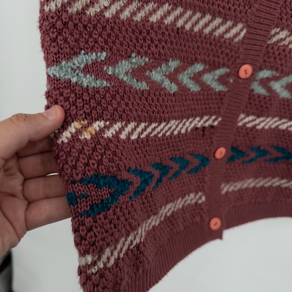 Vintage Grandpa‎ Sweater Vest Womens L Tall Indie 80s Chevron Burgundy Layering - Picture 7 of 8